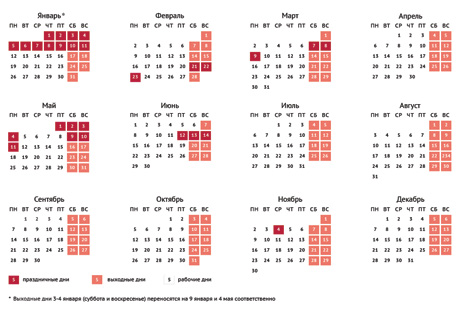 Праздничные дни 2015 года