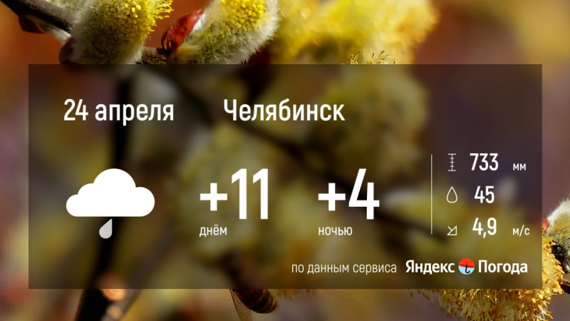 24 апреля в Челябинской области — переменная облачность и дожди на юге