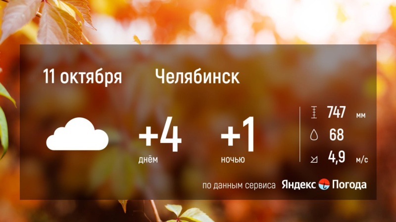 Прогноз погоды в Челябинской области на 11 октября: тепло и облачно