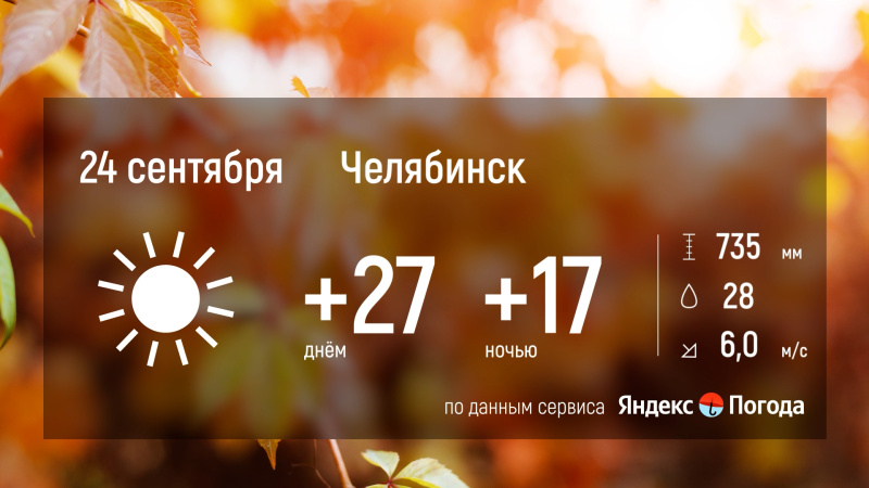 24 сентября в Челябинской области будет аномально жаркая погода 