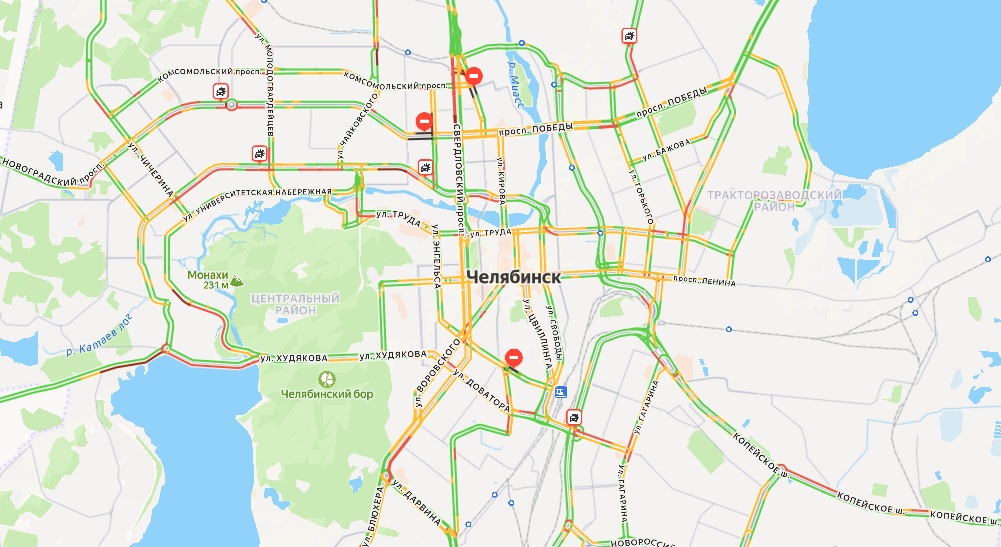 Утренние пробки в Челябинске достигли 8 баллов 27 января