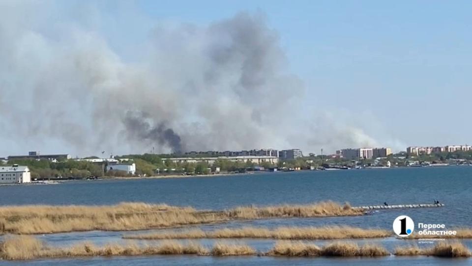 Трава загорелась неподалеку от садового товарищества в Челябинске