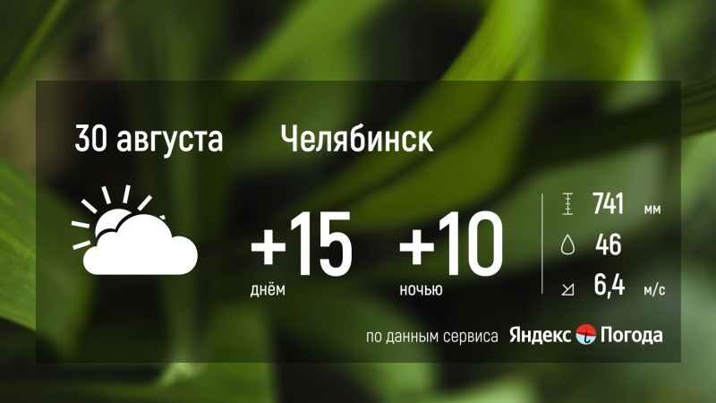 30 августа в Челябинской области ожидается облачная погода с дождем
