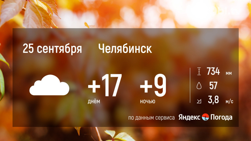 В Челябинской области 25 сентября ожидаются дожди и похолодание