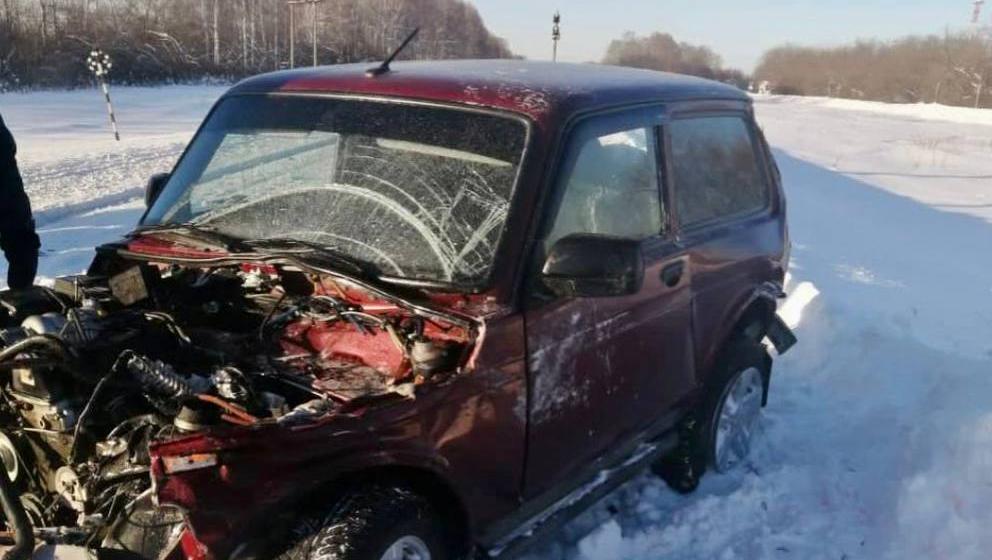 Грузовой поезд протаранил автомобиль в Челябинской области