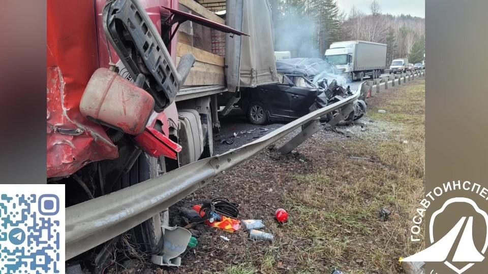 Водитель Hyundai погиб в ДТП с большегрузом на трассе М‑5 в Челябинской области