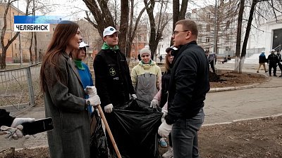 Текслер вышел на субботник родной школы
