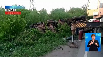 В Коркино упавший кран повредил трубопровод