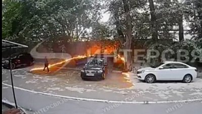 Камера домофона в Челябинске записала видео с поджигательницей пуха 