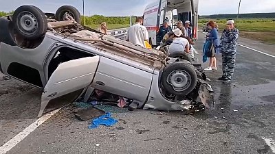 ДТП с «перевёртышем» на трассе М-5 сняли на видео