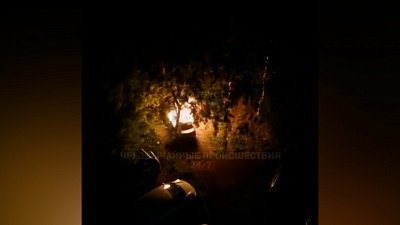 Ночной пожар на парковке в Златоусте сняли на видео