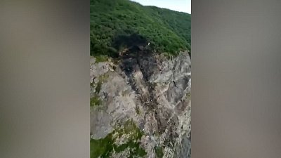 Видеозапись с места крушения самолета на Камчатке