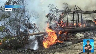 Огонь подобрался к садам в Миассе