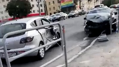 Тройное ДТП в Челябинске попало на видео