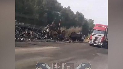 Авария с большегрузом попала на видео на Курганской трассе