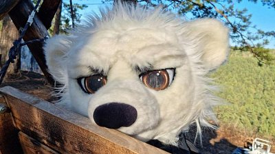 Медведь-талисман челябинского «Трактора» спрыгнул со скалы