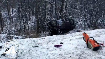 Кадры смертельного ДТП на трассе М-5 в Челябинской области