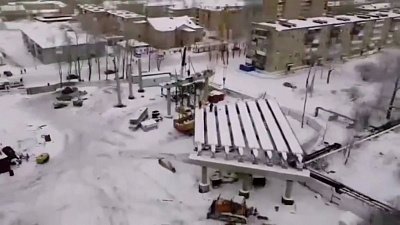 Опоры будущего моста в Бакале сняли с высоты птичьего полёта