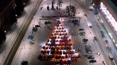 Автоелку в Златоусте сняли с высоты птичьего полета