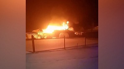 Видео пожара в поселке Потанино