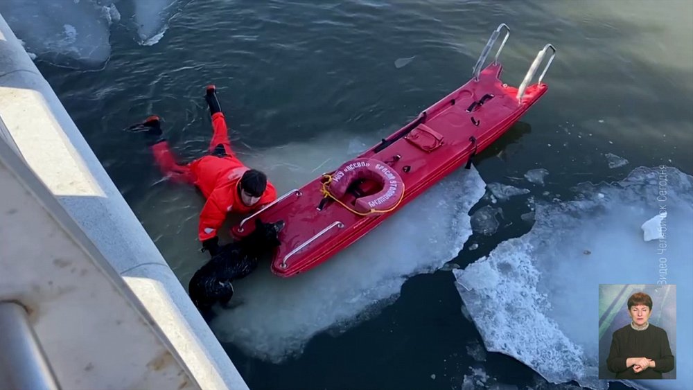 Собаку спасли со льдины