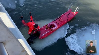 Собаку спасли со льдины