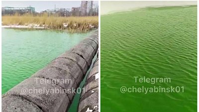 Челябинцы обнаружили утечку зеленой воды в озеро Смолино