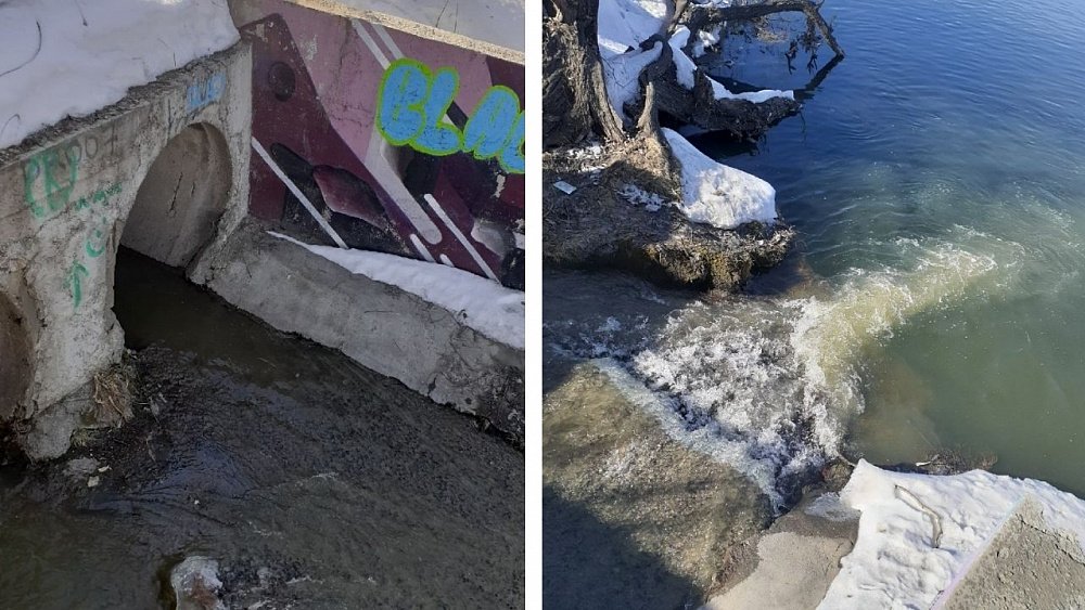 Челябинец обнаружил слив стоков в центре города в реку Миасс