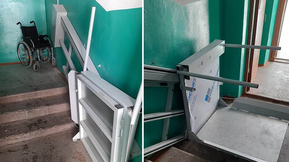 Власти Магнитогорска бесплатно установили подъемник в подъезде, где живет инвалид