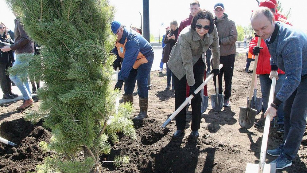 Челябинские спортсмены высадили новую зеленую аллею в парке Дружбы