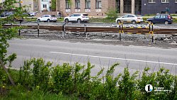 Как в Челябинске ремонтируют трамвайные пути на улице Цвиллинга