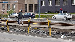 Как в Челябинске ремонтируют трамвайные пути на улице Цвиллинга