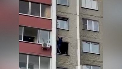 В Челябинске спасли кошку, застрявшую в окне