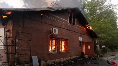 Видео пожара на Успенском кладбище в Челябинске