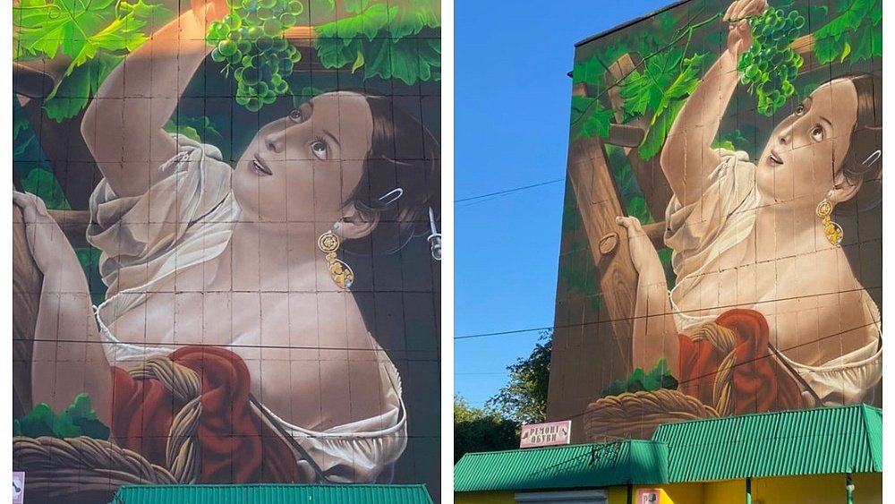 В Южноуральске появился новый мурал по мотивам картины Карла Брюллова