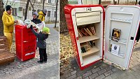 В Челябинске установили красный холодильник для книг взамен украденного