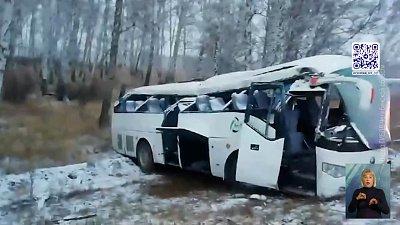 Автобус перевернулся на трассе