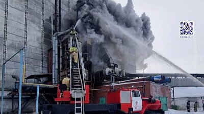 В Троицке пожар в здании зерносушилки