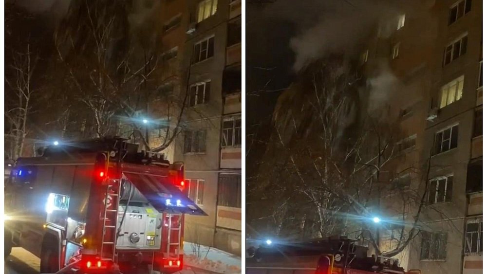 Пожарные сняли ребенка и женщину с горящего балкона в Магнитогорске