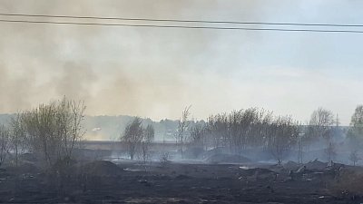 На въезде в Челябинск затруднено движение из-за горящей травы