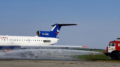 В аэропорту Курчатов прошли учения по аварийно-спасательным работам