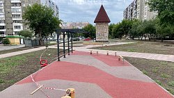 В Тракторозаводском районе Челябинска к августу закончат реконструкцию сквера с башней
