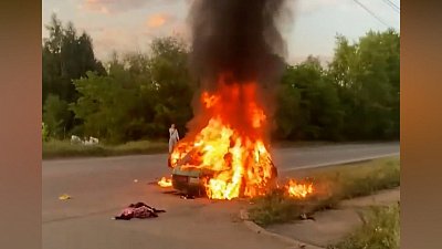 В Копейске сгорел легковой автомобиль