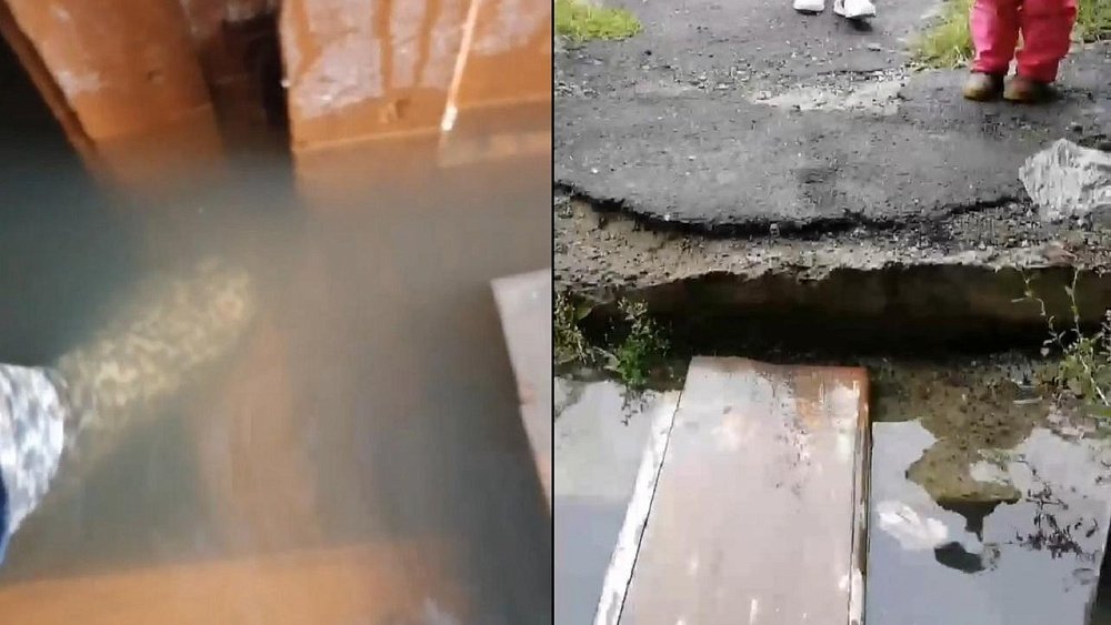 В Коркино жители аварийного дома не могут выйти на улицу из‑за затопленного подъезда
