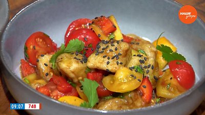 Японский салат с баклажанами в рубрике «Завтрак с шеф-поваром»