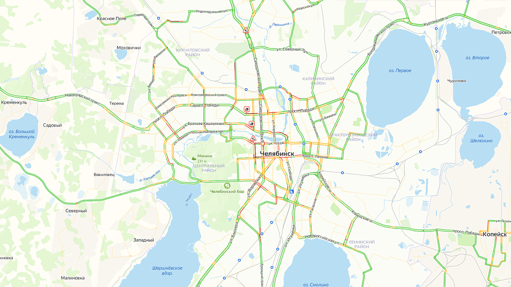 Челябинск сковали 8‑балльные пробки