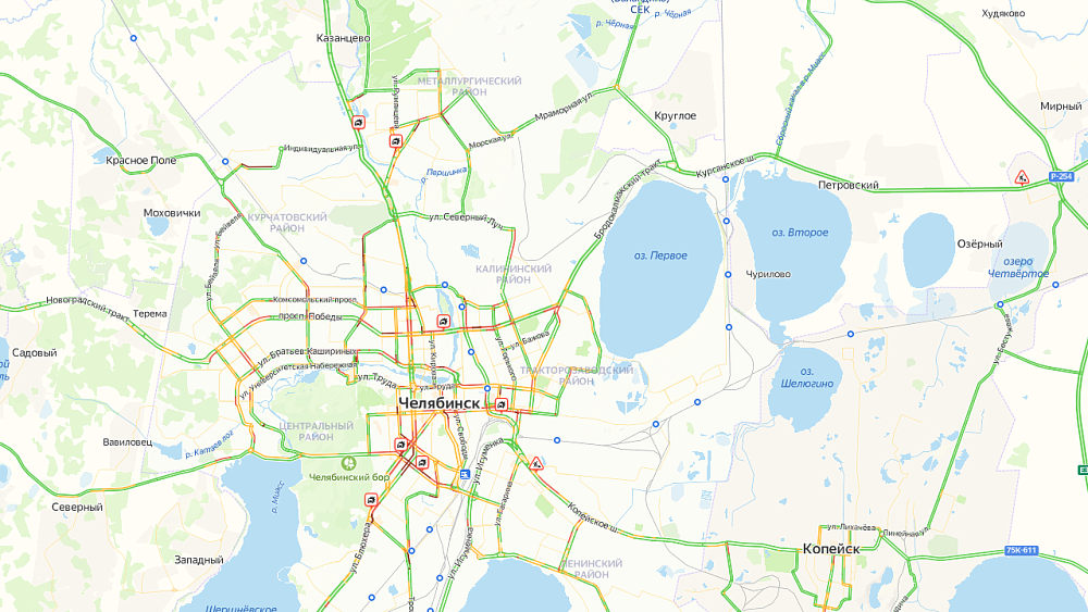 Челябинск сковали 9‑балльные пробки