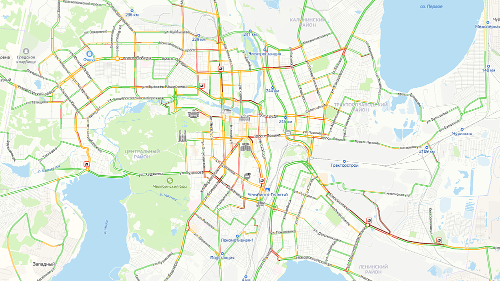 Челябинск встал в 10‑балльных пробках