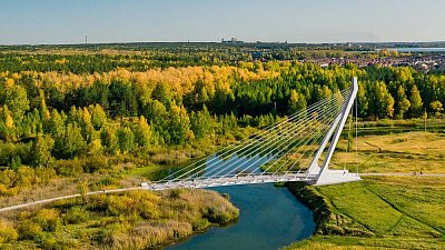 На северо-западе Челябинска началось строительство вантового моста через реку Миасс