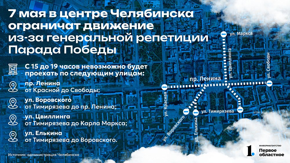 В Челябинске перекроют центральные улицы 7 мая